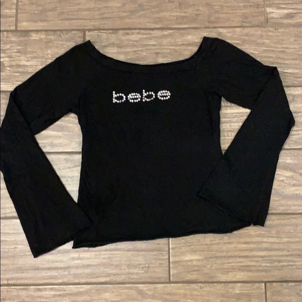BEBE Long Sleeve Crop Tee | SZ M